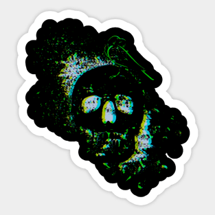 skull art with raven Sticker